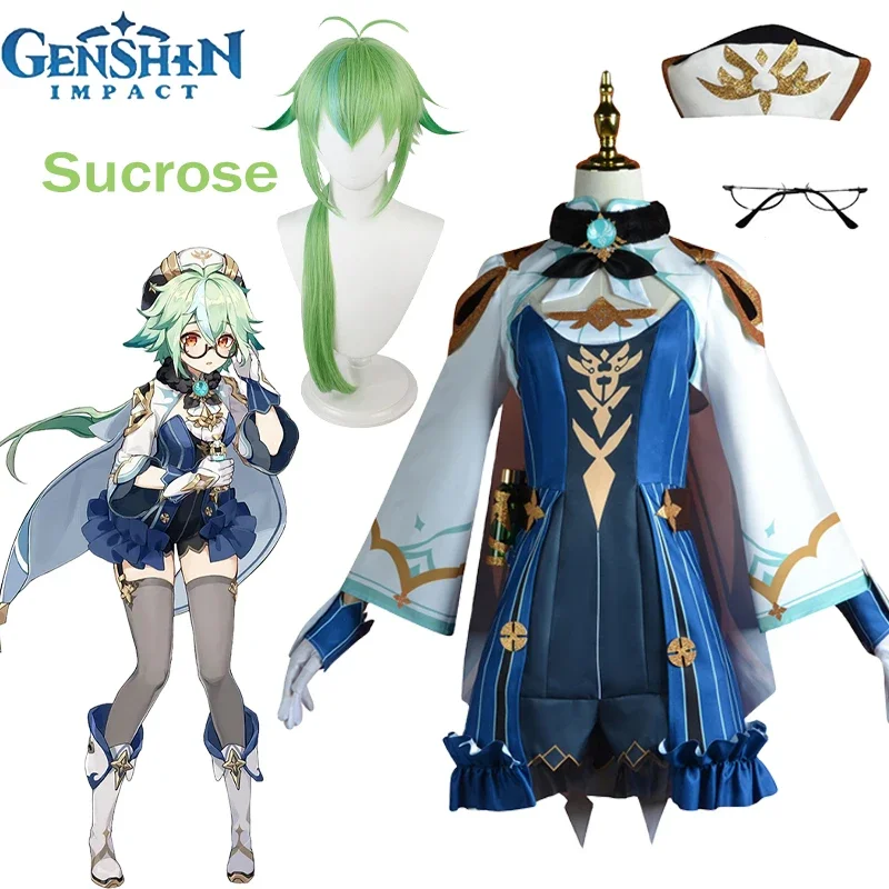 

Game Genshin Impact Cosplay Sucrose Cosplay Costume Knights of Favonius Uniform Wig Full Sets Halloween Costumes for Women Adult