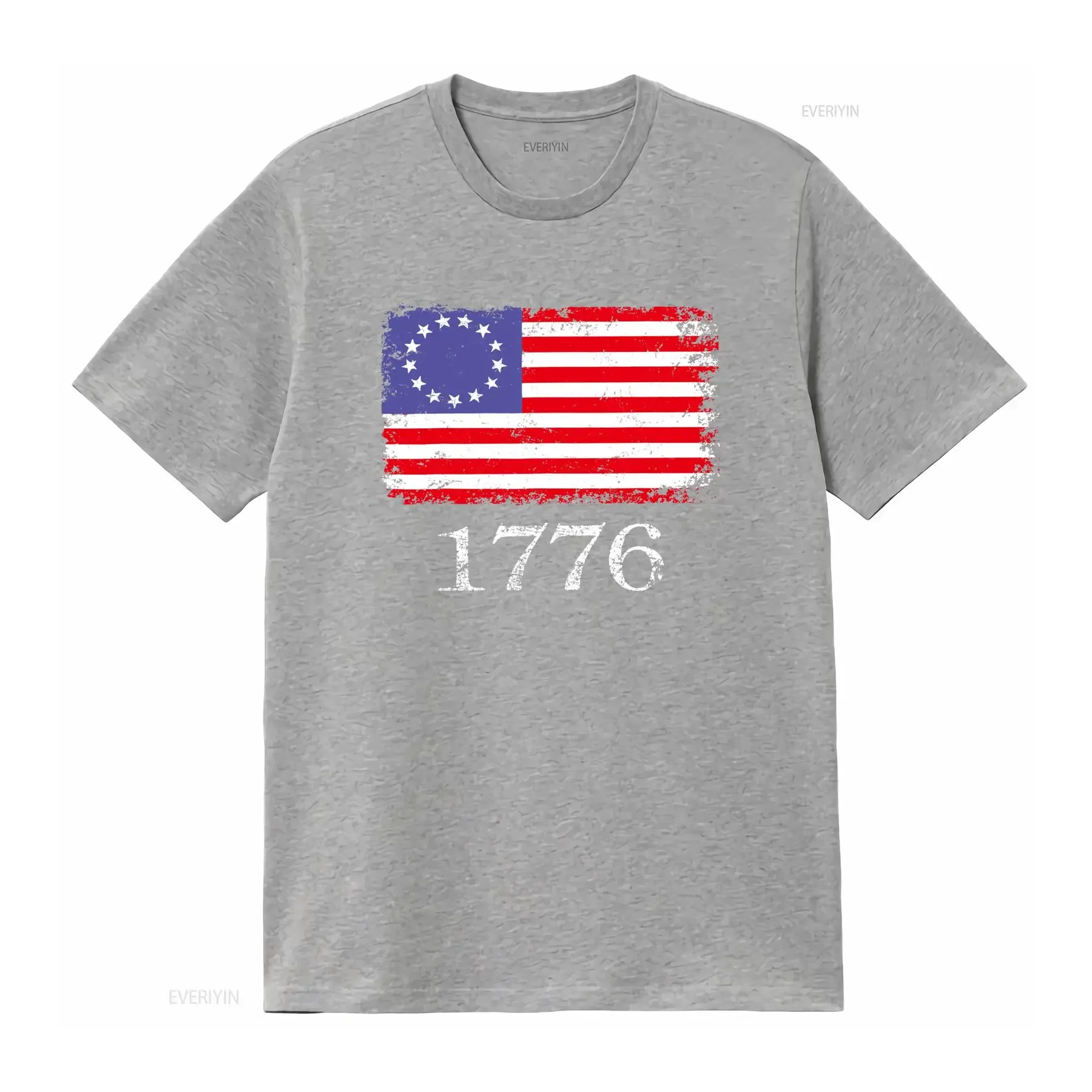 Фото Футболка Betsy Ross с американским флагом 4 июля 1776 года, ретро-дизайн, патриотический узор для празднования Дня независимости, винтажная, с эффектом потертости №3