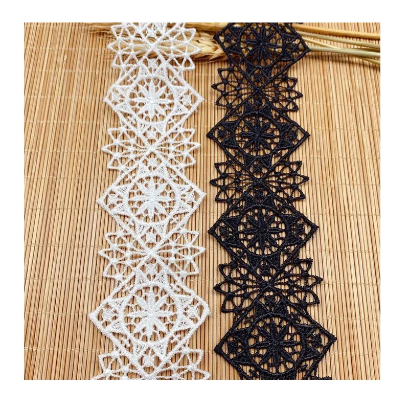 

1Yard Barcode Home Furnishing Lace Fabric Embroidery Polyester Silk Embroidery Hollow Lace Accessories Wedding Applique