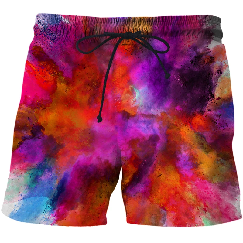 Speckled tie dye 3D Printed Board Shorts Elastic Waist Beach Shorts 2022 Summer Male Clothing Loose Homme Short Trousers