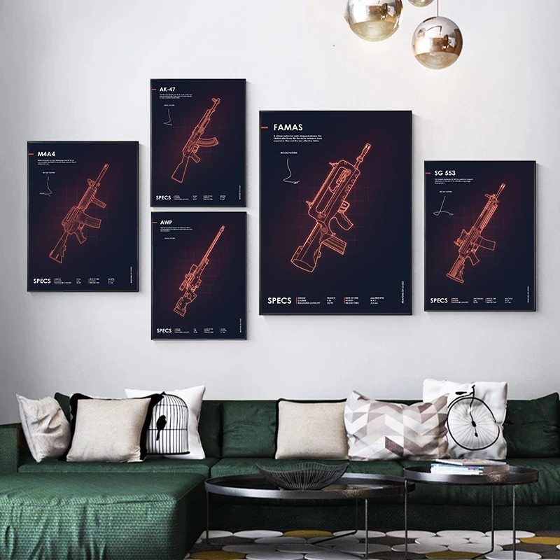 

AK-47 постер для стены гостиной художественные изделия Картина на холсте Печать для гостиной дома декор для детской комнаты Настенная картин...
