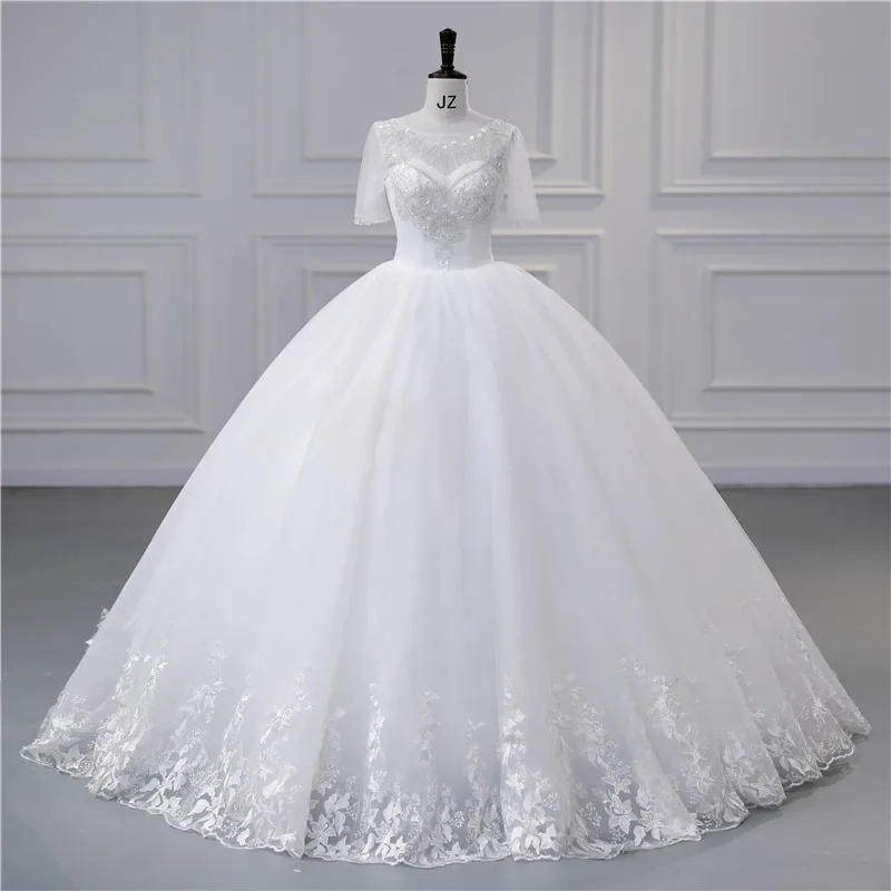 

Real Photo Wedding Dresses Classic Lace Wedding Ball Gown Sweet Batwing Vestido De Noiva Clssic Plus Size Robe De Mariee