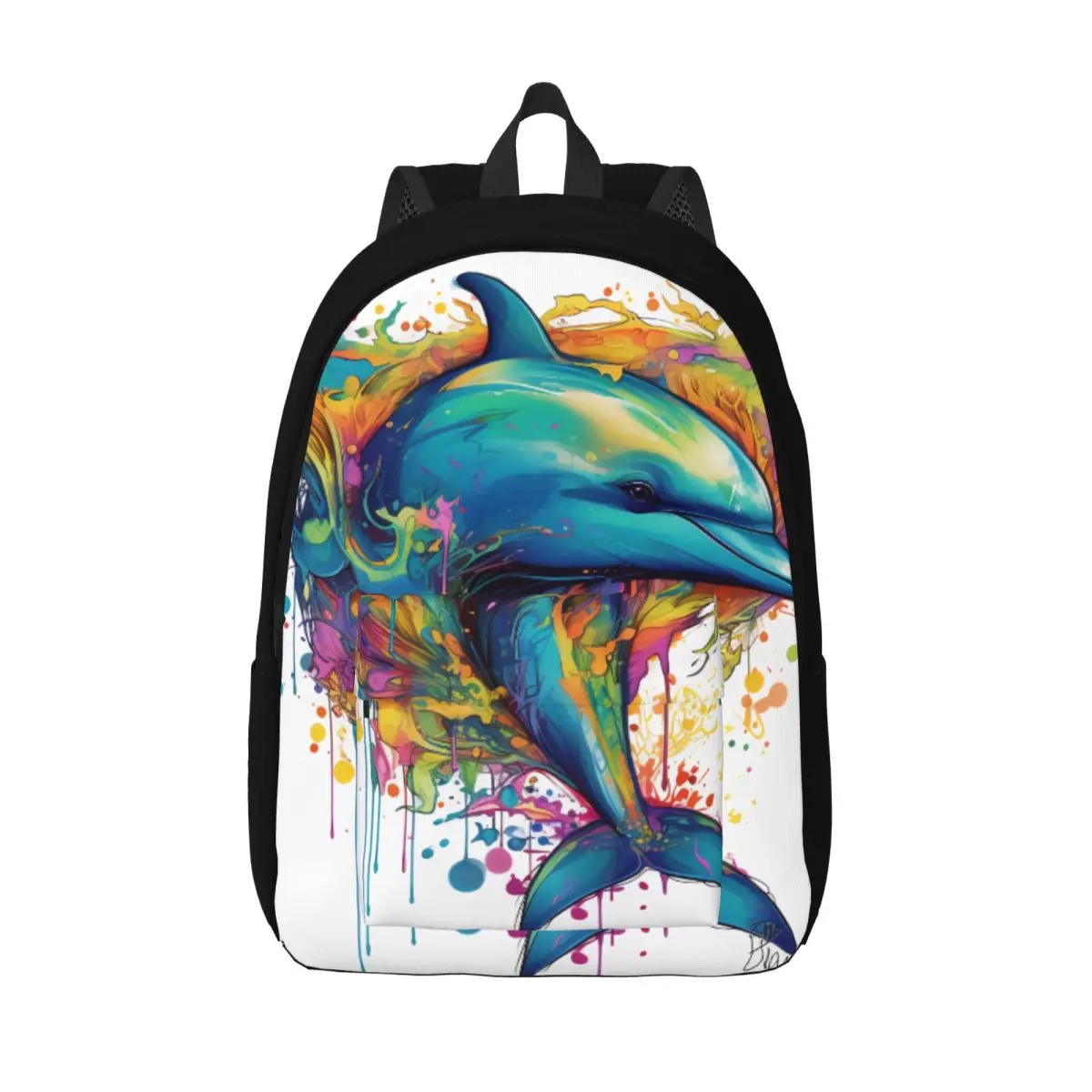 

Dolphin Canvas Backpacks Grafitti Psychadelic Basic Bag Camping Backpack Lightweight Bags