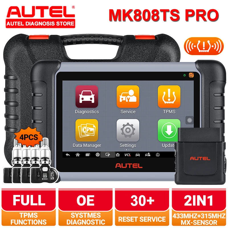 

Autel MaxiCOM MK808TS Pro автомобильный диагностический сканер с 433 МГц MX датчиками 30 + сброс всех систем диагностический сканер