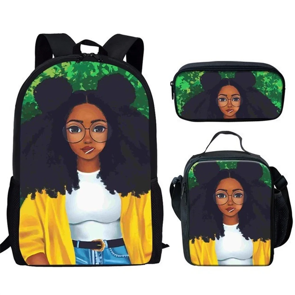 2022 African cute girl backpack student schoolbag pencil bag lunch box isolated children girl cute backpack three-piece set