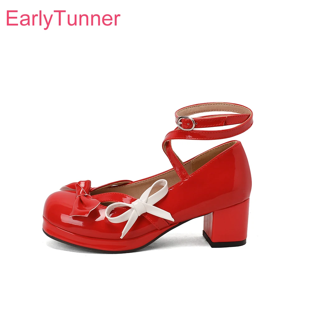 

Женские туфли-лодочки на высоком каблуке, красные или белые туфли с круглым носком, большие размеры 11, 30, 43, 45, 48, школьная обувь, 2023