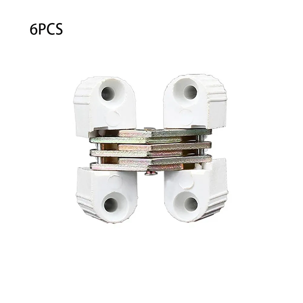 

6Pcs Hidden-Hinges Plastic Iron Invisible Folding Door Barrel Cross Hinge Plastic Concealed Hinge Furniture Hardware Replacement