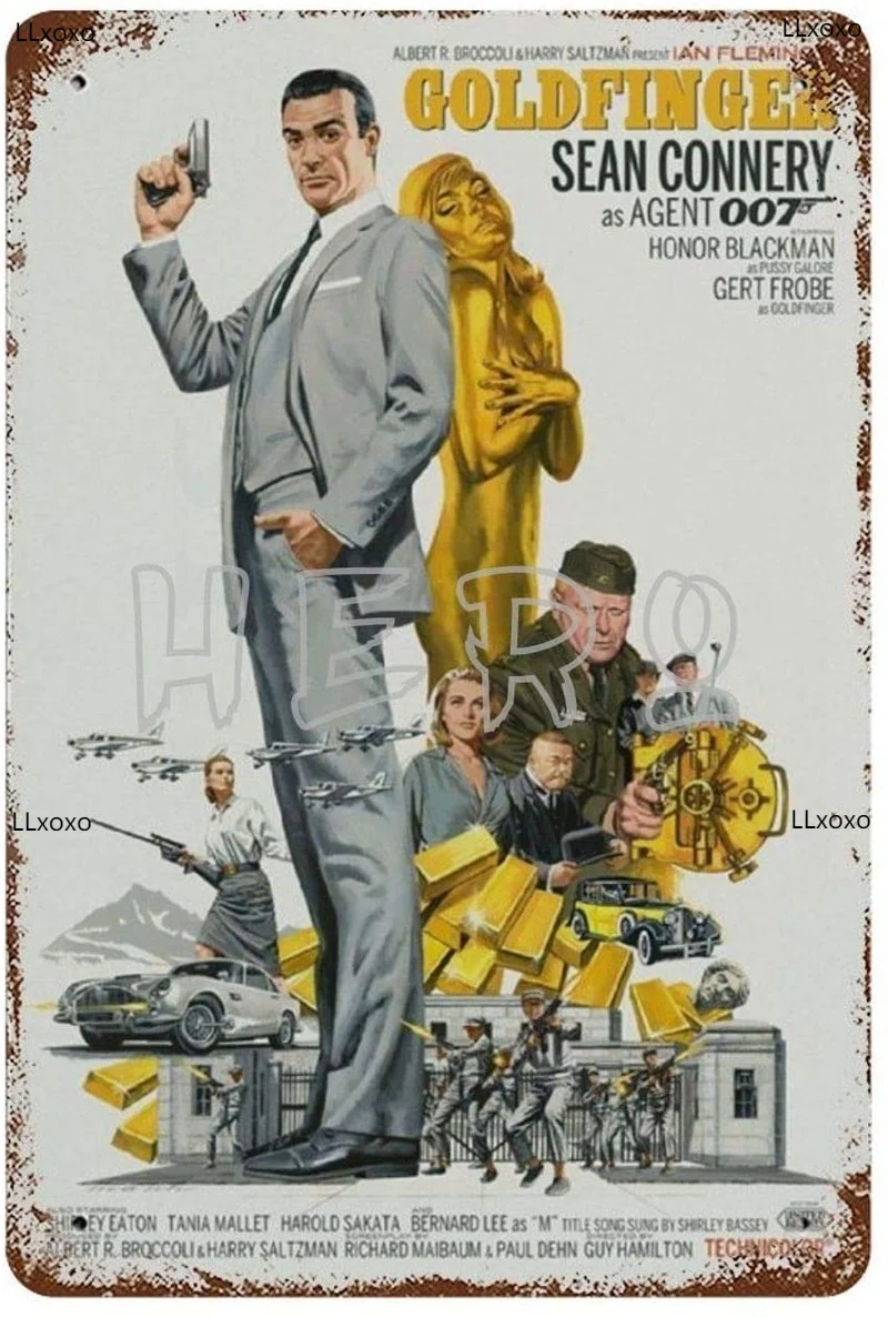 

James Bond 007 movie series sexy beauty stockings (6) retro tin sign rust iron painting retro movie band art personality poster