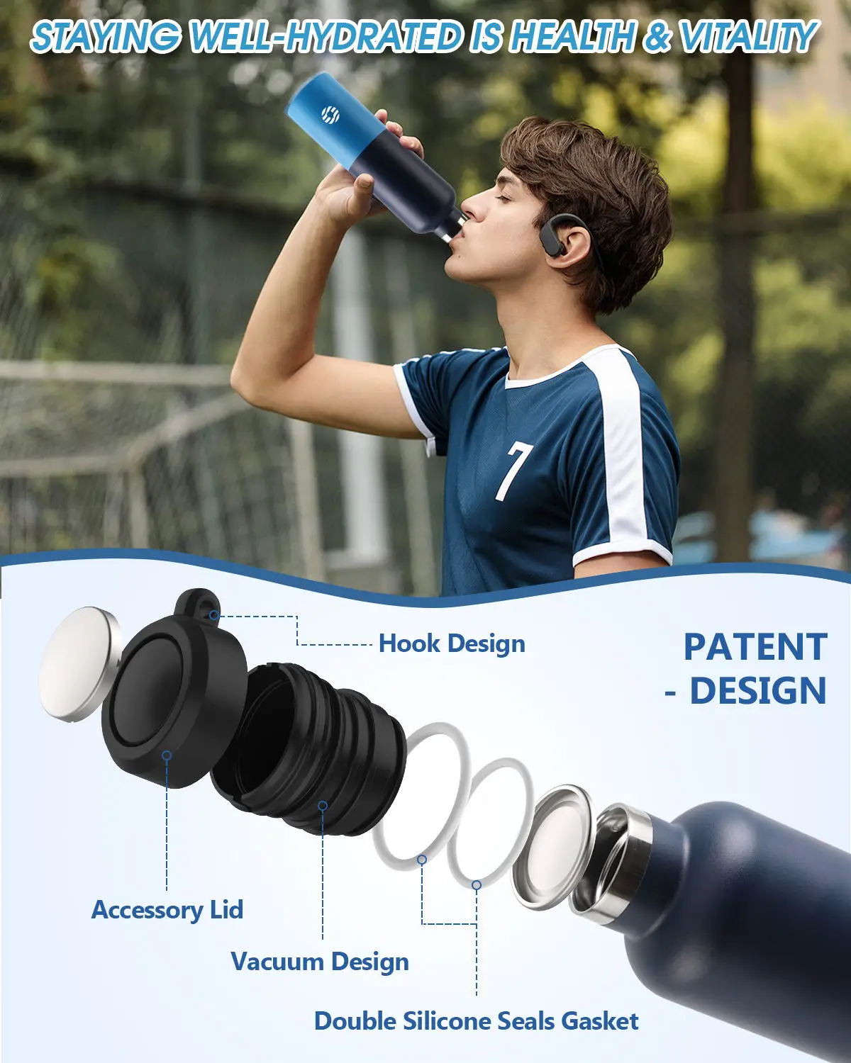 Фляга-термос из нержавеющей стали для занятий фитнесом 1000 мл 18/10 дюймов - купить