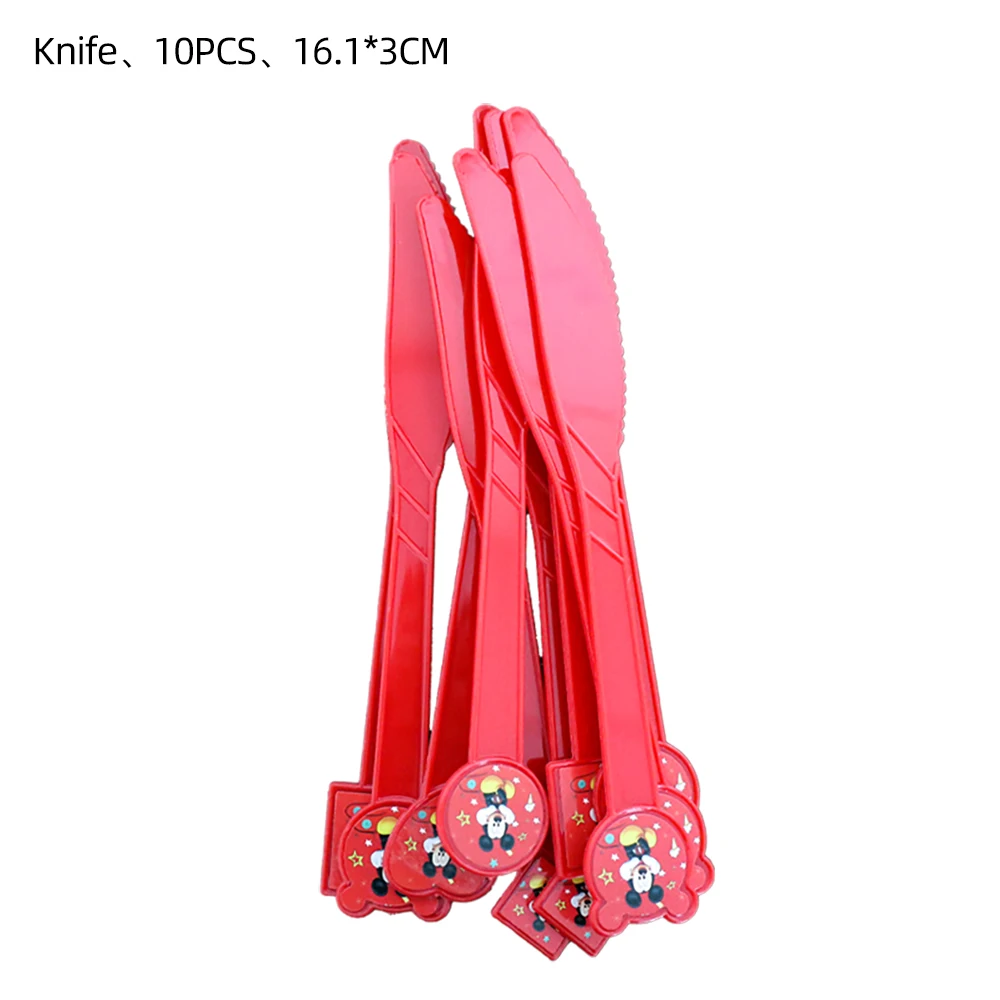 Disney Микки Маус товары для дня рождения одноразовая посуда вилка нож ложка набор