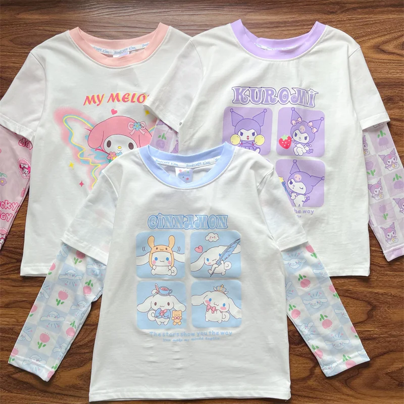 Kawaii Kuromi My Melody Cinnamoroll женская футболка с длинным рукавом аниме Sanrio симпатичный