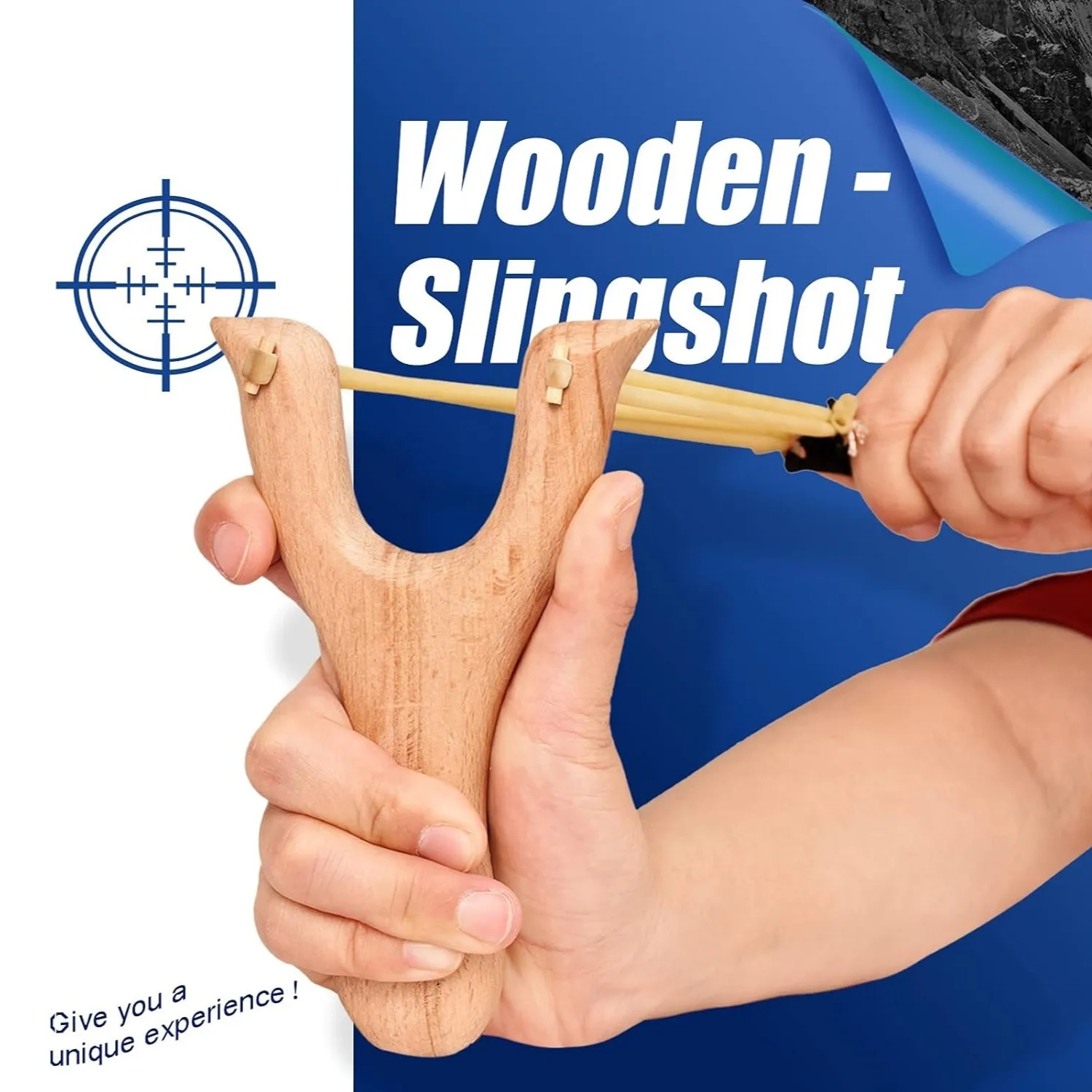 

1Pc Professional Slingshots With Wooden Handle, Outdoor Shooting Slingshot With Random Rubber Band For Hunting And Shooting Prac