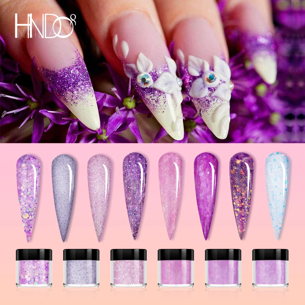 

HNDO 20 Color Purple Pink Grey Dip Acrylic Powder Nail Glitter for Professional Nail Art Decoration Manicure Design Pigment 2022