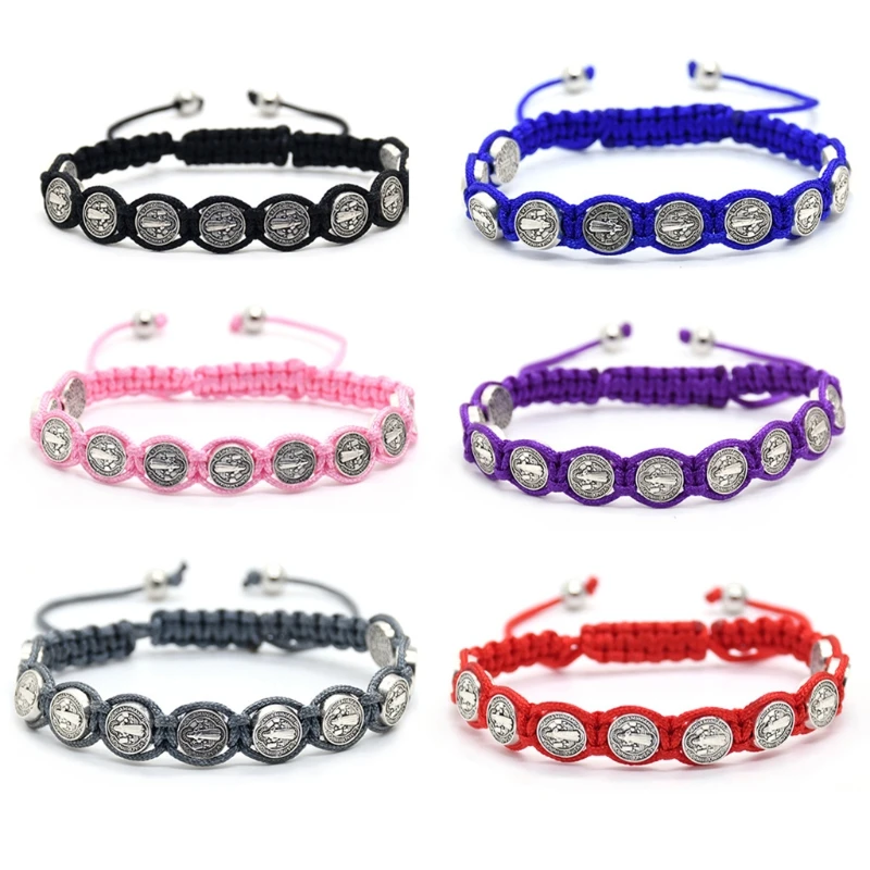 

Hand Woven Rosary Bracelet Adjustable Wristband Chain Prayer Blessing Bracelets Holy Father Catholic Jewelry