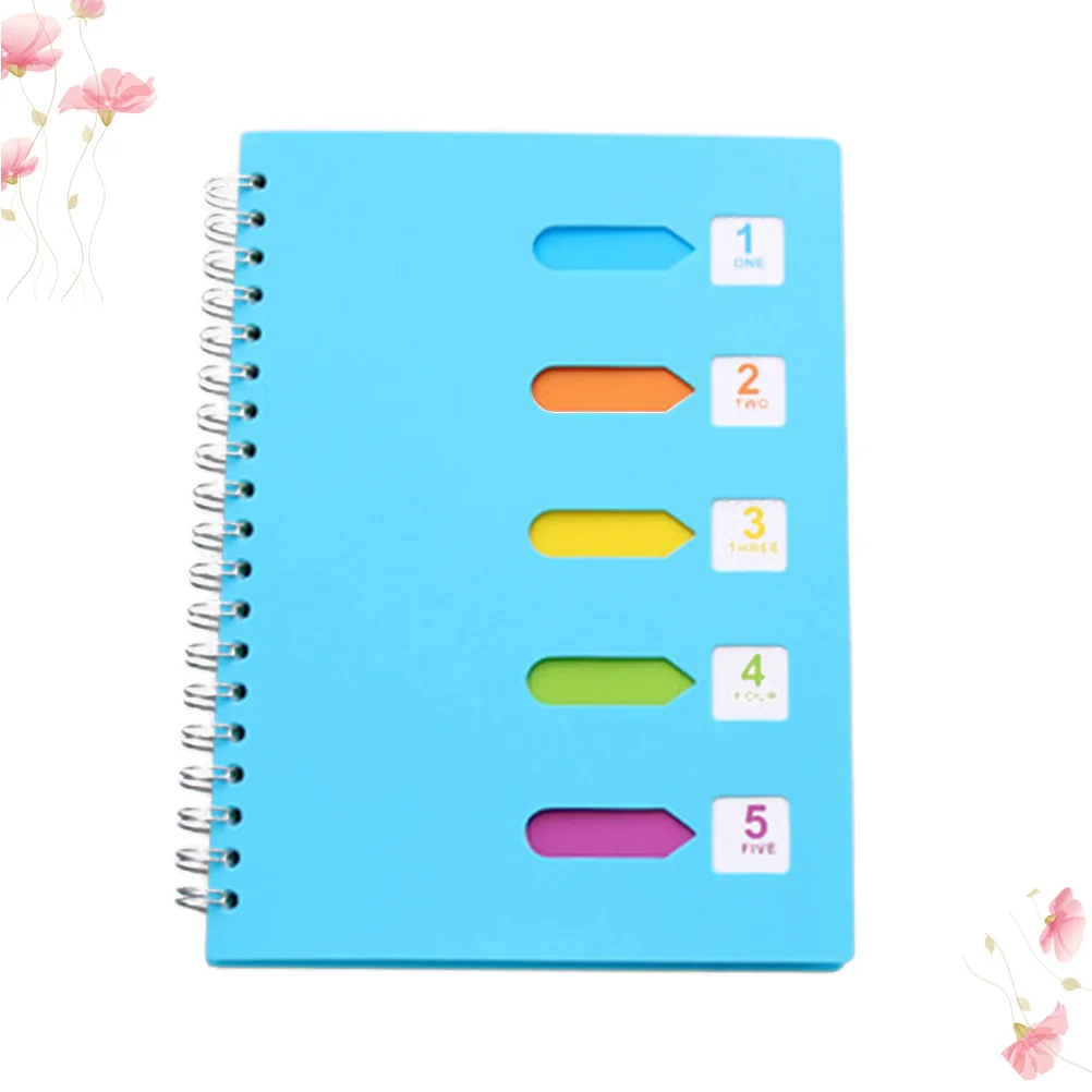 

Wirebound Book Tags with Colorful Label, A5 College Ruled Paper, Category Journal Memo Notepads for School Office Blue