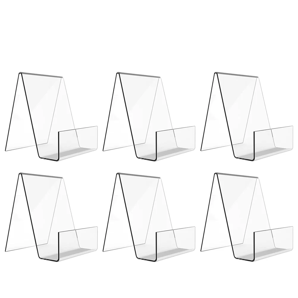 

6 Pcs Transparent Display Stand Book Acrylic Bookshelf Calendar Easel Desktop Magazine Displaying Rack