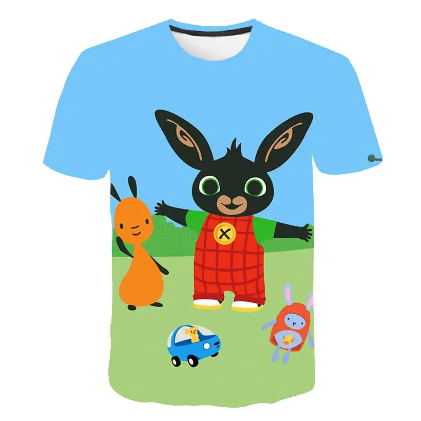 

Children's clothing Harajuku style cartoon cute Rabbit letter print pink T-shirt girl Summer Short sleeve boy Streetwear t shirt