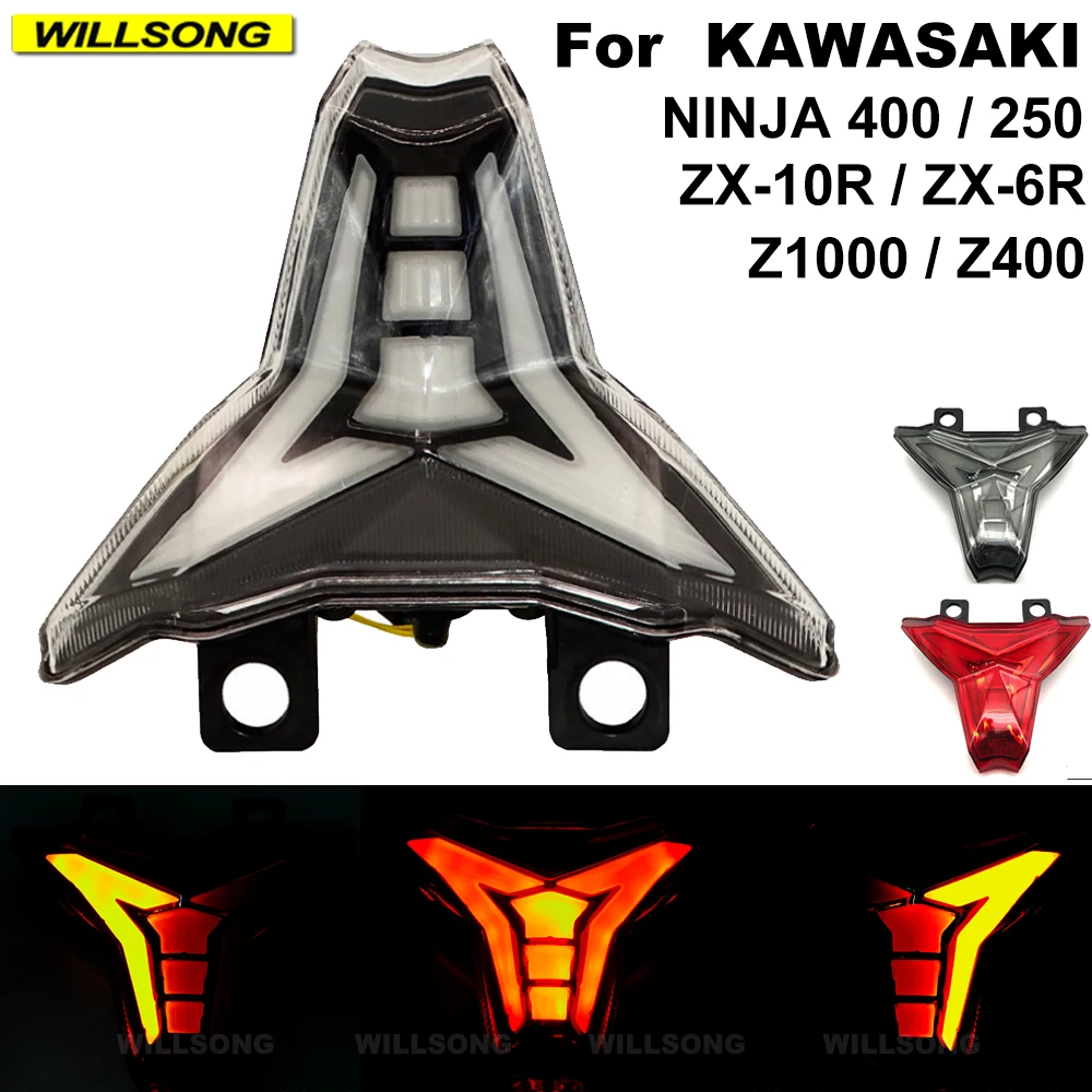 

For Kawasaki Z1000 Z400 Z250 ZX10R ZX10RR ZX6R ninja 250/400 LED Rear Tail Brake Light Turn Signal Integrated Lamp Motorcycle