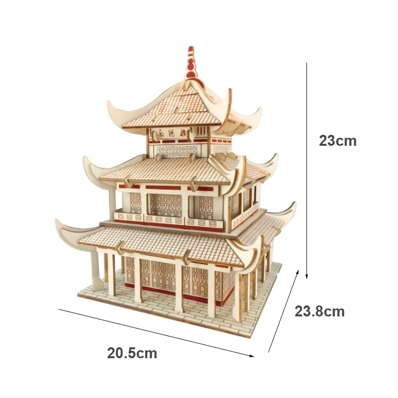 3D деревянные головоломки для взрослых Yueyang Tower модели зданий Kit модель китайской