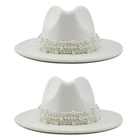 jazz fedora hats with pearl beads decor jazz hat wide brim church hat jazz party props for photo