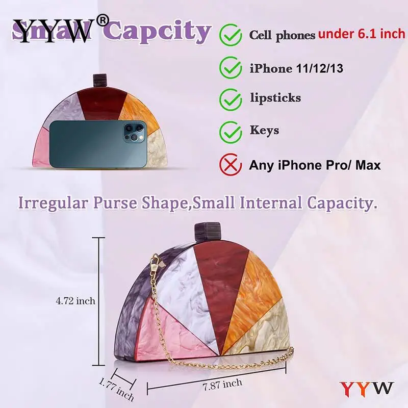 Модная женская полукруглая вечерняя сумочка многоцветная акриловая сумка через