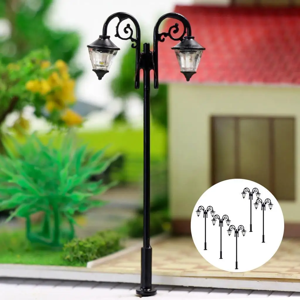 

5x 1:87 Lawn Micro Landscape 3V Lamppost Lights LEDs White Decor