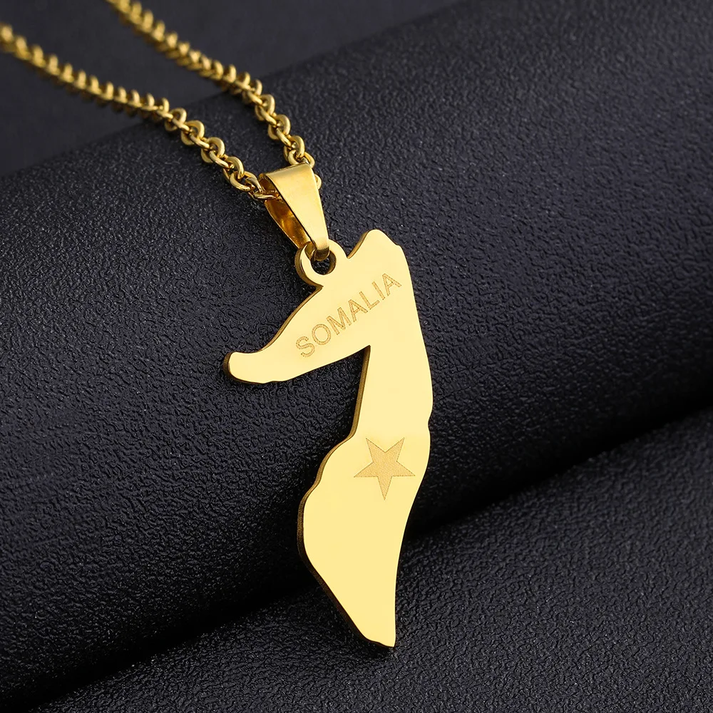 

Vintage Africa Somalia Map Necklace For Women Stainless Steel Somalia Pendants Couple Necklace Unisex Jewelry Ethnic Gift