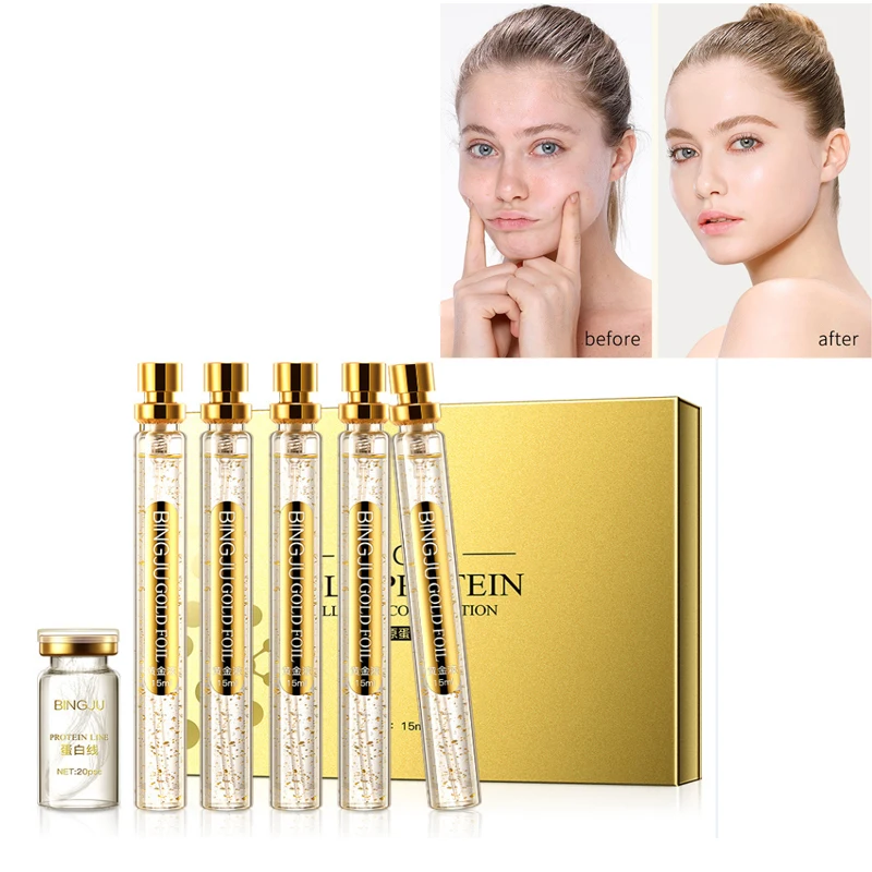 

Sdotter 24K Gold Face Serum Active Collagen Silk Thread Facial Essence Anti-Aging Smoothing Firming Moisturizing Hyaluronic Skin