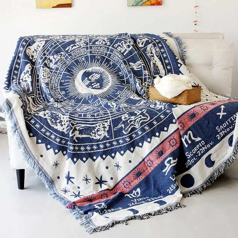 Роскошное одеяло для дивана вязаный дизайн зодиака 130x180 см покрывало стула пледы