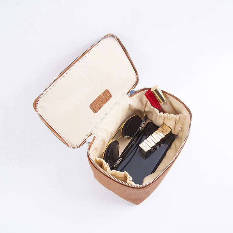 Кожаная косметичка ручной работы женская сумка для туалетных принадлежностей из