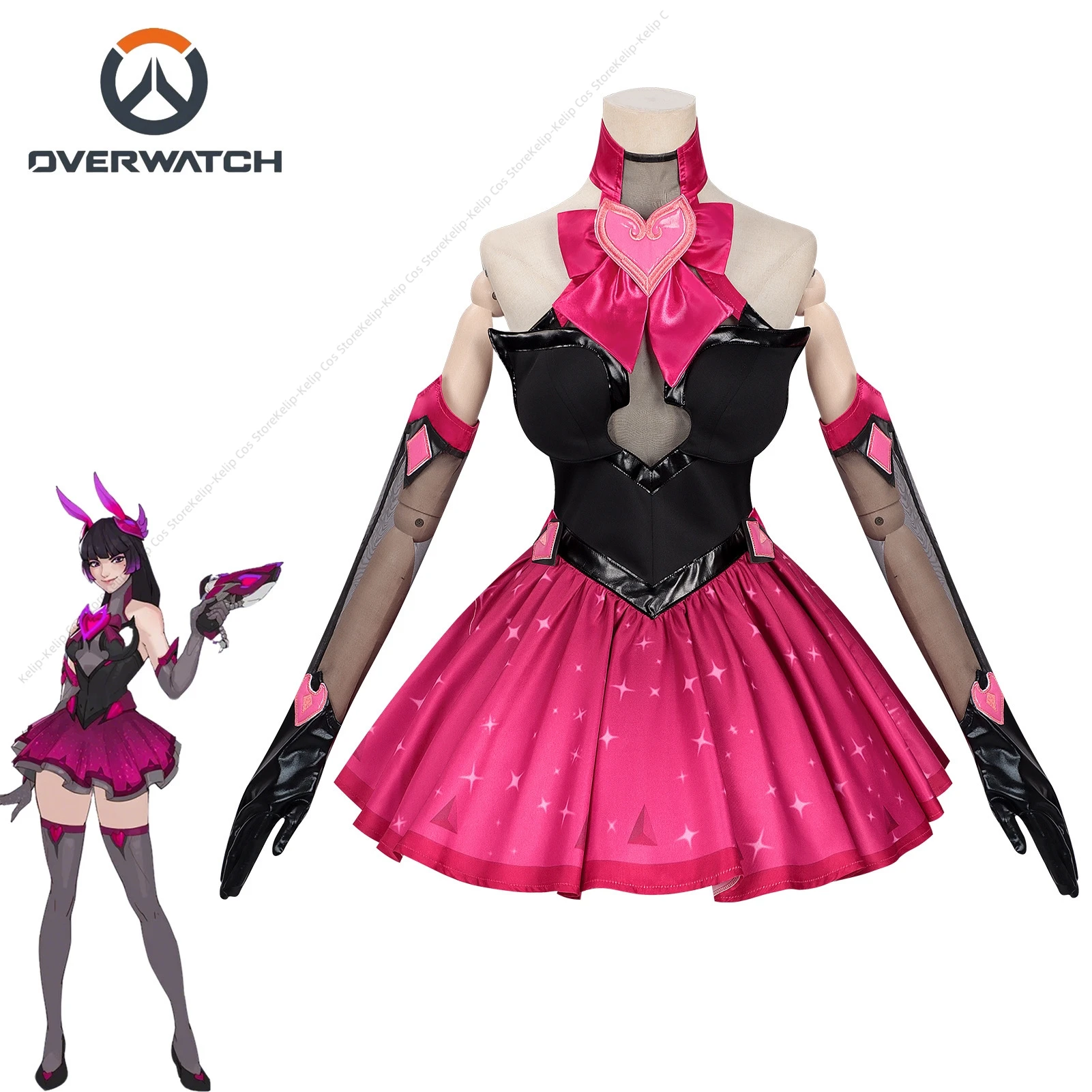 Фото Костюм для косплея OW Midnight Skin DVa, тактическая униформа Night Ops, сексуальный комбинезон супергероя для взрослых женщин, наряд для вечеринок №2