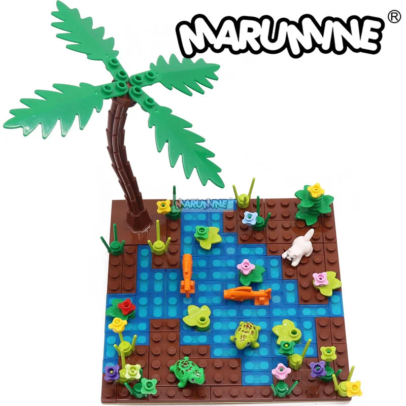 

Marumine 143PCS Farm Fish Pond Brick Building Block Set MOC Classic Marine Turtle Animal Assembly Model DIY Creative Toys Gift