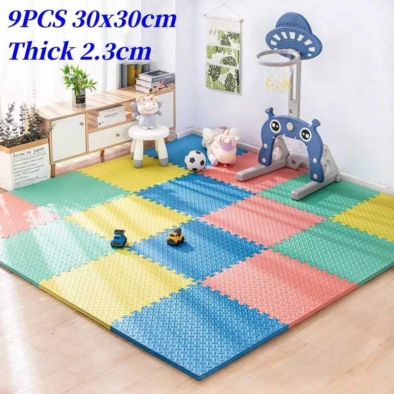 Baby Game Mat Thick 2.3cm Playmat 9PCS 30x30cm Foam Puzzle Mat Play Mats Puzzle Mat Floor Mat Foot Mat Children's Gym Baby Mat