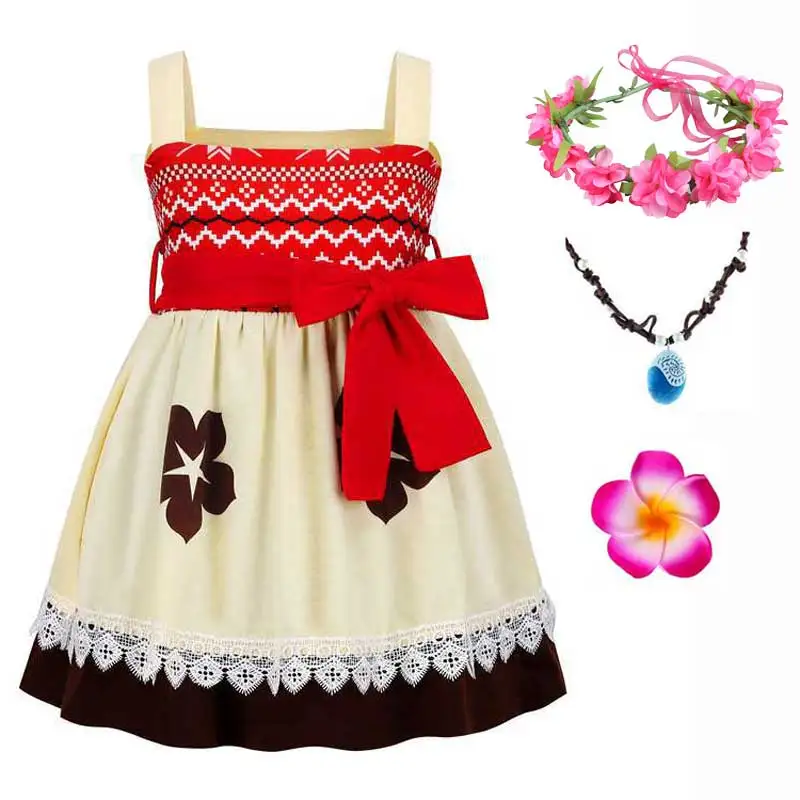 

Princess Dress Moana For Toddler Girl Kids Summer Cotton Clothes Child Sundress Halloween Party Birthday Cartoon Cosplay Costmes