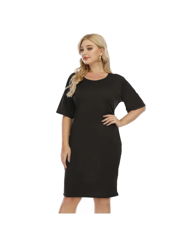 Butterfly openwork burning plus size women T-shirt short sleeve skirt simple dress plus size dresses