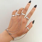 FNIO панк геометрический серебряный цвет браслет-цепочка на запястье для женщин мужчин кольцо Шарм набор пара модные украшения подарки Pulsera Mujer