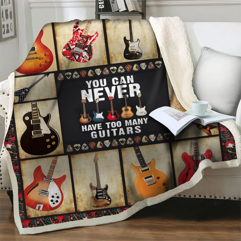 

Colorful Guitar Series 3D Blanket Quilts Cover Flannel Plush Throw Blankets Home Bedding Couch Personalised Soft Warm Bedspreads