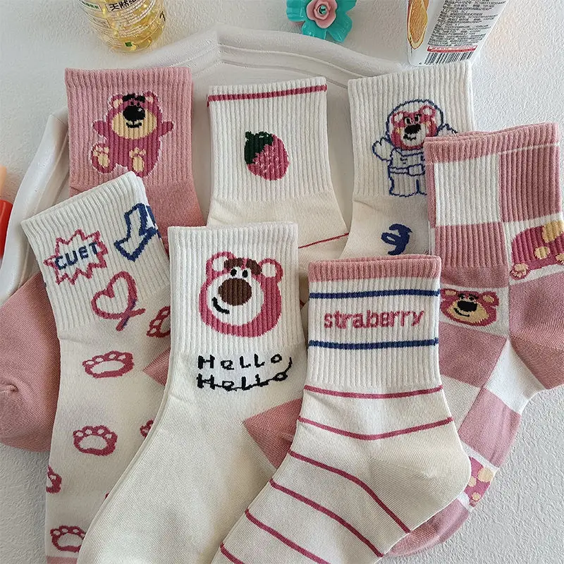 

New Cartoon Women's Breathable Cotton Socks Cute Bear Cute Animal Pattern Girls Socks Cotton Women Socks Combed Christmas Gift