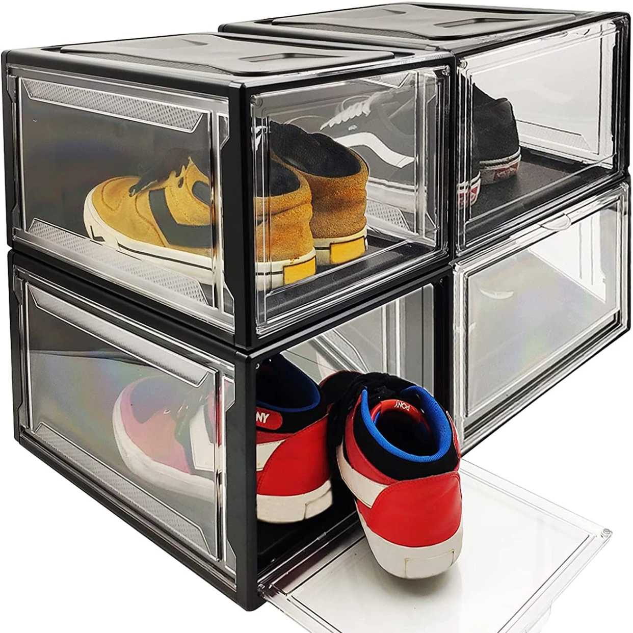 

3 Pack Plastic Storage Containers Transparent Clear Shoes Box Storage Container Plastic