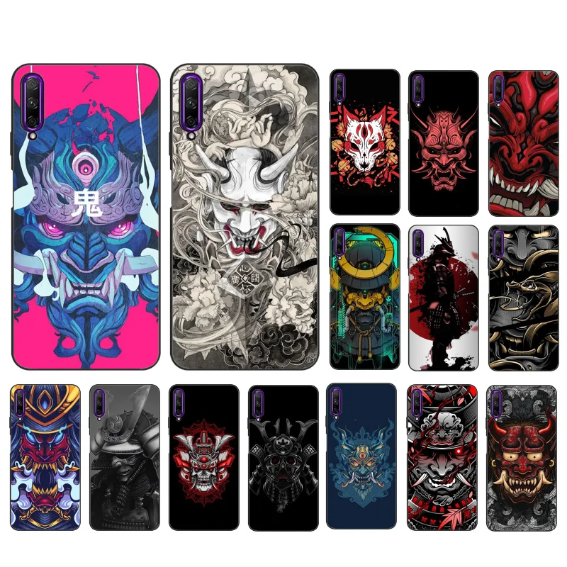 

Japanese Samurai Oni Mask Phone Case for Huawei P30 P40 Lite P40Pro Mate 20 Pro 20 X Nova 9 8 8i Y9 Y5P Y6P Y7A Y9A Y8S