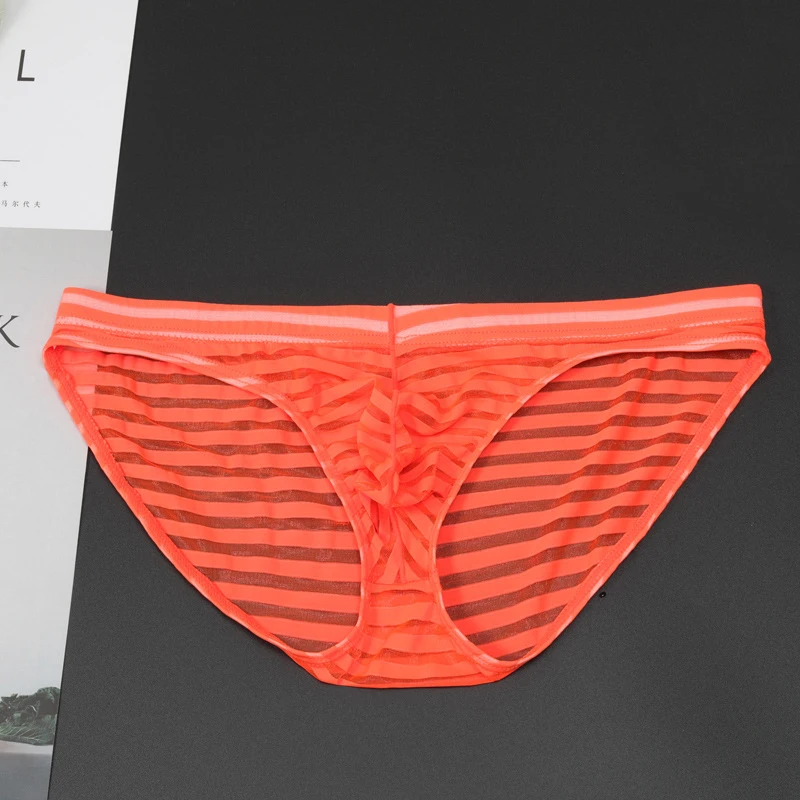 

Men Low-Waist Ultra-Thin Transparent Mesh Bulge Pouch Underpants Breathable Cool Summer Ice Silk Underwear
