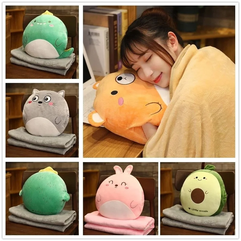 

Lovely Cartoon Fruit Animal Cushion Decorative Cotton Pillow Car Air Conditioner Quilt Home Decorative Pillows 1.5X1.7m Blanket