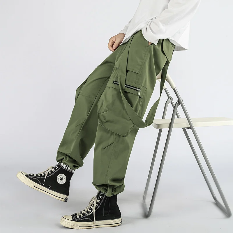 

Men Mens Cargo Pants Fashion ArmyGreen Baggy Joggers Male Hip Hop Korean Japanese Streetwear Trousers Pants For Men