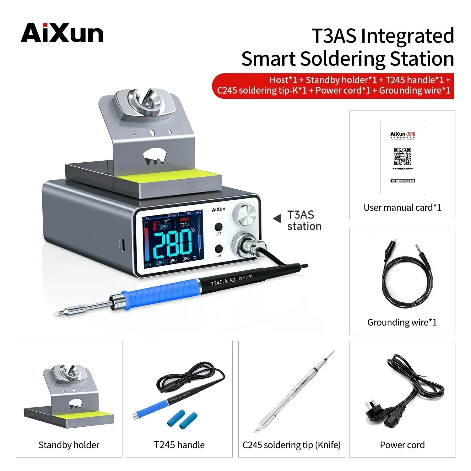 Фото RR AIXUN T3A T3B Умная паяльная станция для сварки T115/T210/T245 Паяльная станция T3AS T3BS для печатных плат SMD BGA Ремонт Сварка №4