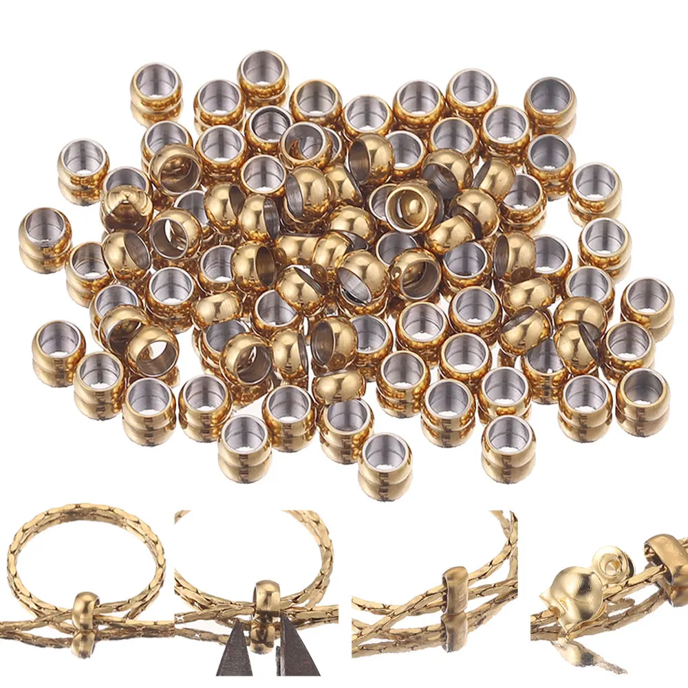 

100pcs Dia 2 3 4 Mm Stainless Steel Plating Gold Ball Stopper Spacer Bead Crimp End Beads for Jewelry Making Supplies Wholesale