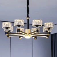 nordic light luxury living room led crystal chandelier modern minimalist luxury dining room bedroom gold and black ceiling lamps