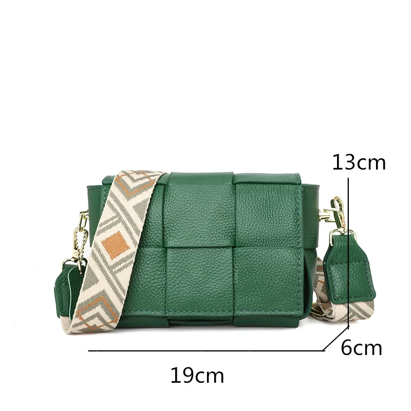 Women's Bag Fashion Woven Genuine Leather Shoulder Bag Luxury Brand Small Messenger Bag 2022 Soft Real Cowhide Handbag For Women images - 6
