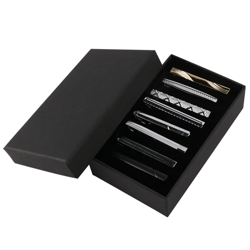 

8 Pcs Tie Clips Set For Men Tie Bar Clip Set For Regular Ties Necktie Wedding Business Clips With Box, Color B: 8 Pcs + A Tie Cl