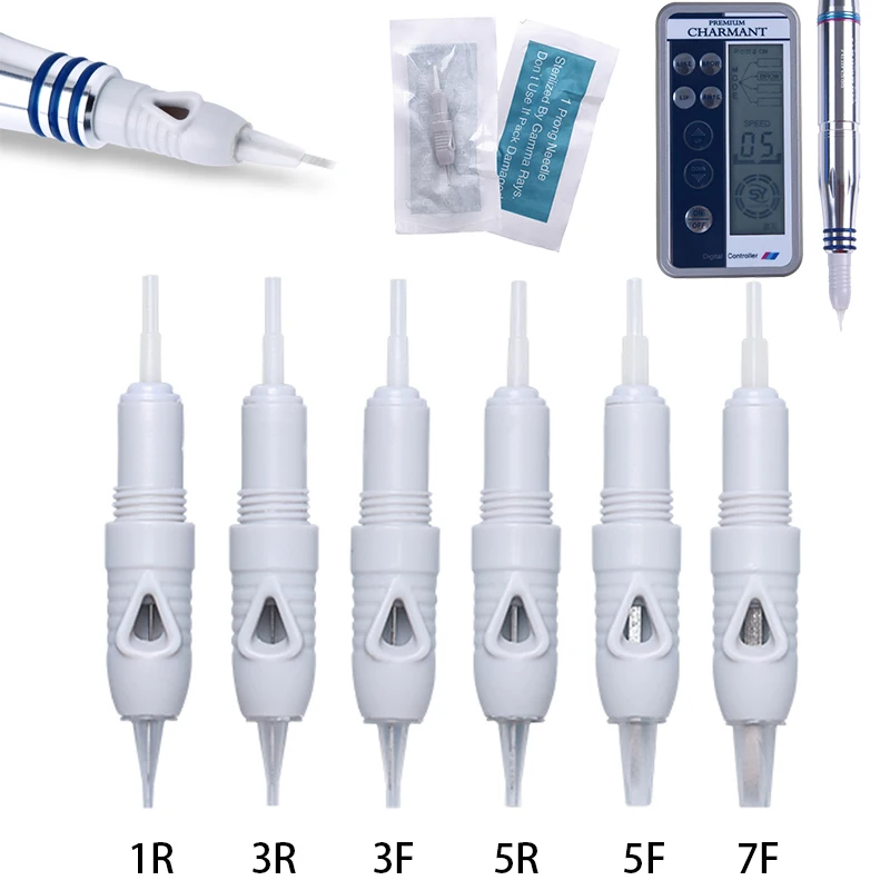 

100pcs 8mm Screw Charmant Cartridge Needle Tattoo Needles 1R 3R 3F 5R 7R for Lips Eyebrow Eyeliner Permanent Makeup Microblading