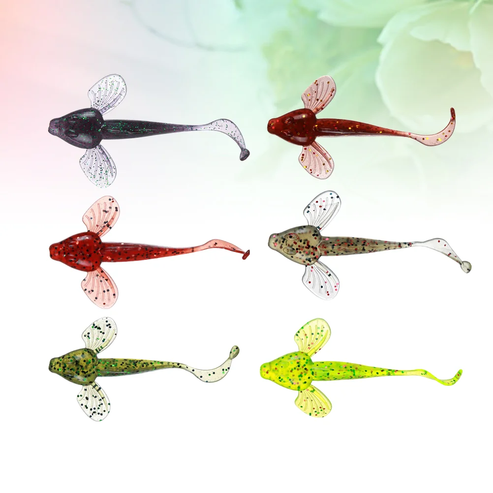 

6PCS Lifelike Fishing Lures Worm Bait Saltwater Freshwater Bionic Fish Fishing Bait 10cm/55g (Random Color) Silicone